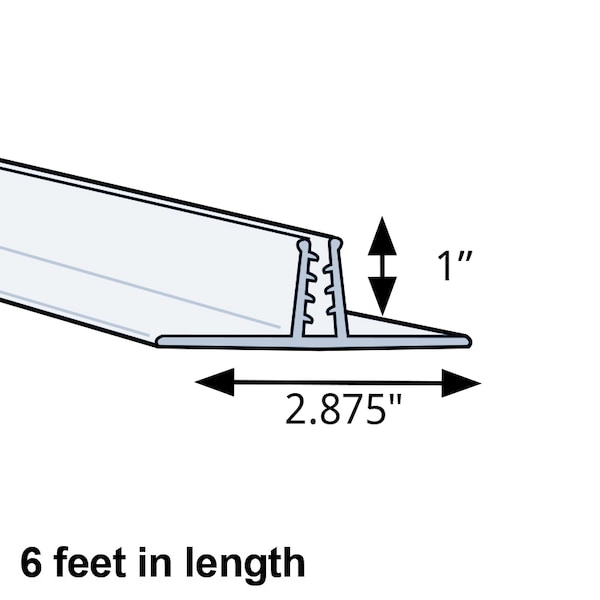 72"L x 2.875"W x 1"H Clear T-Strip Sign Holder, PK5